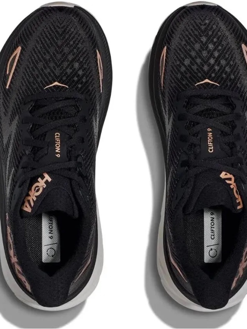 Hoka Women’s Clifton 9 size 7.5 medium width Black and Copper Running Shoes - Picture 9 of 10